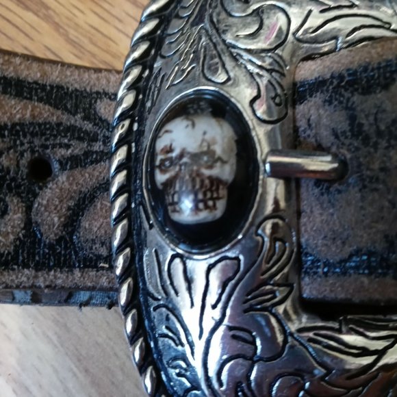 Skulls accent leather belt - Picture 4 of 7